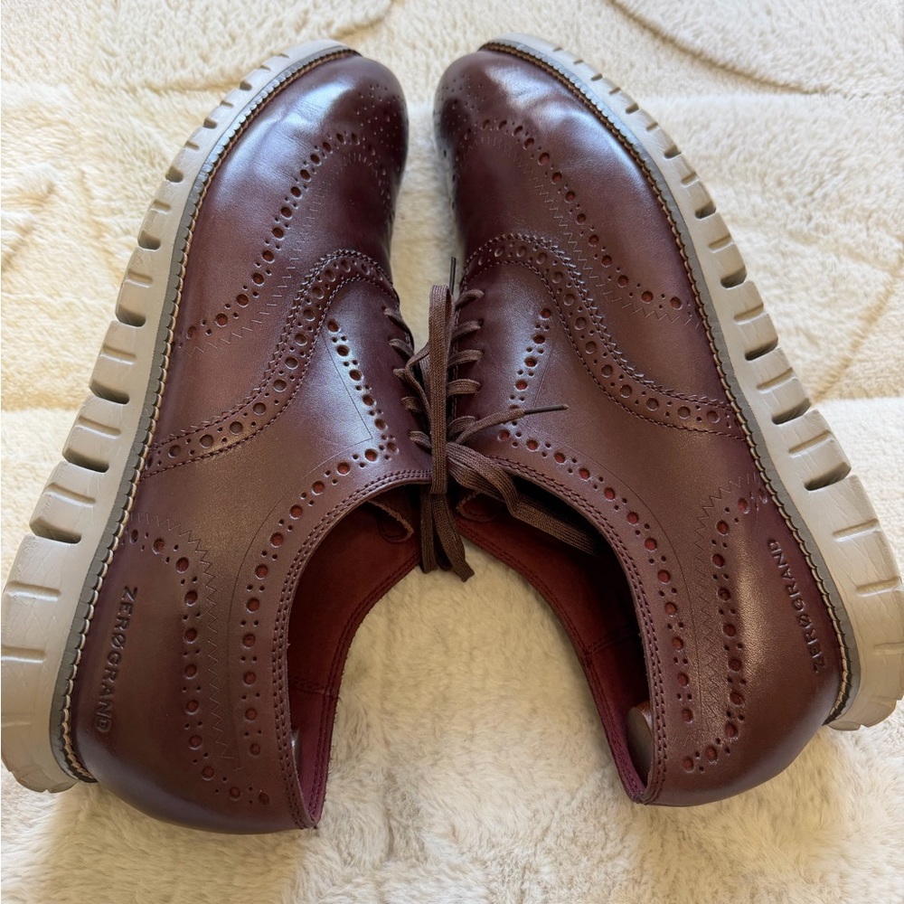 $220 Cole Haan Zerogrand Dark Brown Wingtip Brogue Oxford Leather Shoes 11.5 - Picture 3 of 9
